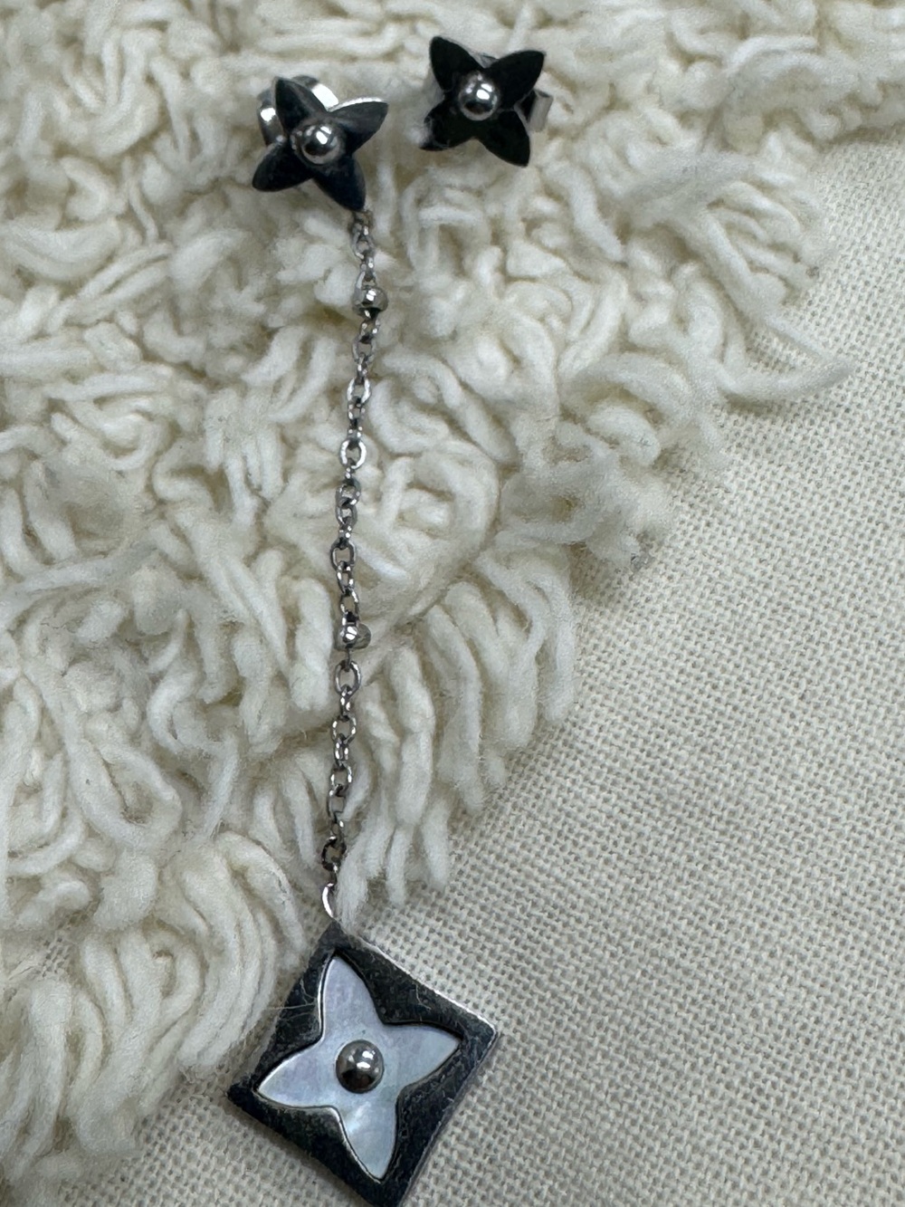 Asymmetrical Mother-of-Pearl Steel Earrings